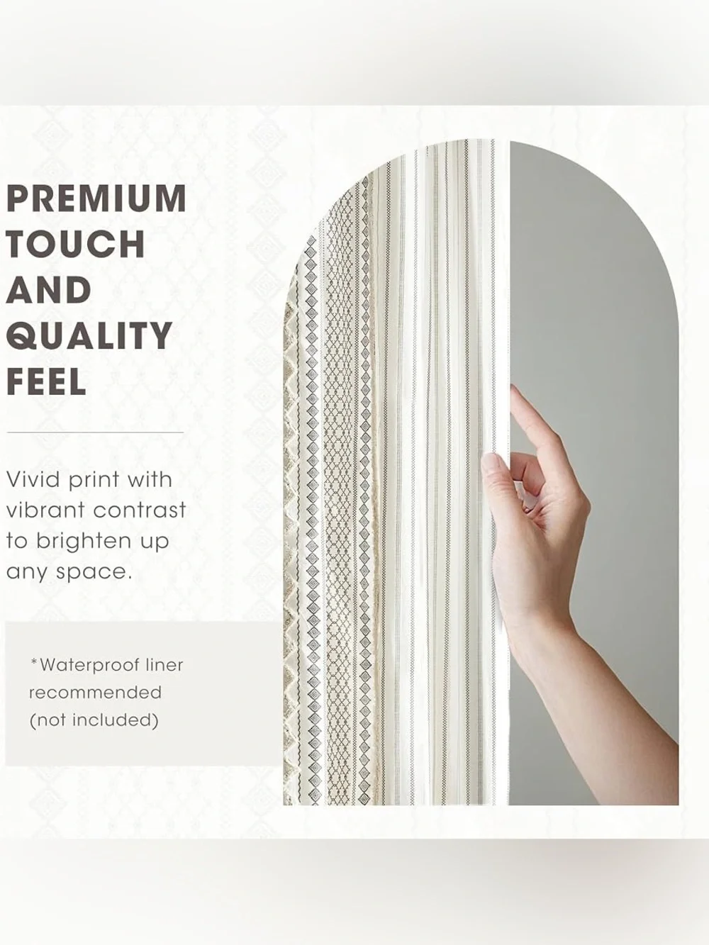 INK+IVY Imani Tufted Chenille 100% Cotton Shower Curtains Machine Washable ivory